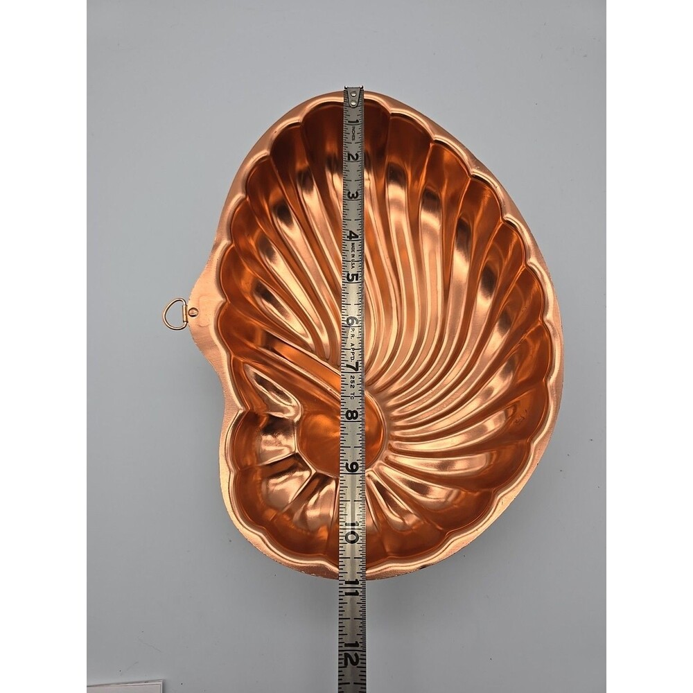 Vintage Copper Tone Aluminum Sea Shell Gelatin Mold Tin Jello Cake Pan 6 Cups - Picture 7 of 10
